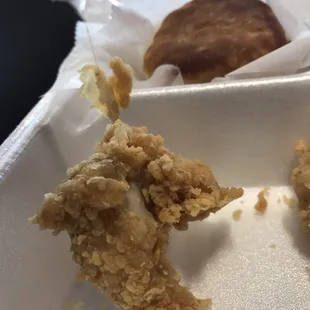 fried chicken and a biscuit