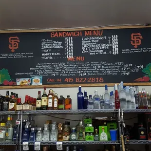 a menu on the wall