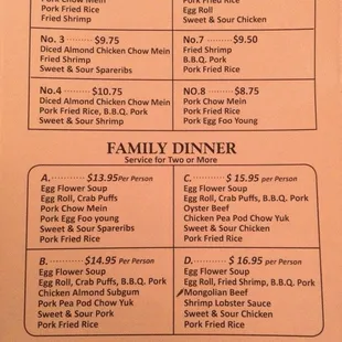 Menu, page 2.