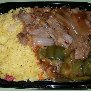Spicy pepper steak combo.