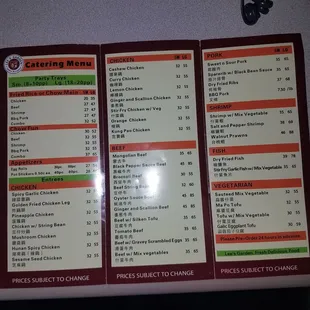 Inside Menu of current cost