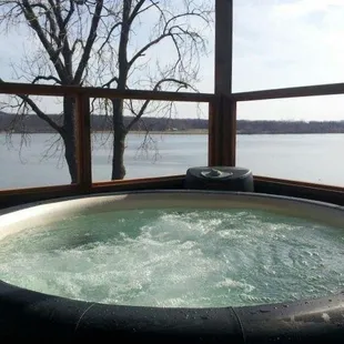 Some cabins have hot tubs.