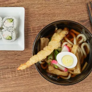 Tempura Udon Noodle Soup &amp; California Rolls