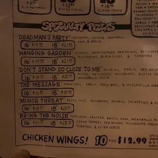 menu