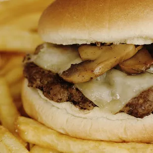 cheeseburger and fries