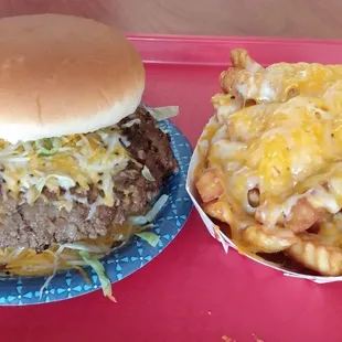 Very filling, yummy cheeseburger &amp; perfect Cheese Fries