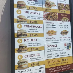 Menu as of August 2024