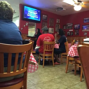 Dining area and TV. Small but clean