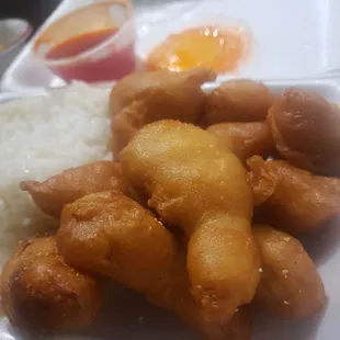 Sweet and sour chicken,  well done