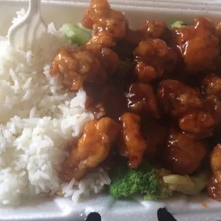 General Tso chicken &amp; white rice