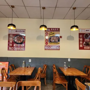 tables and chairs in a restaurant