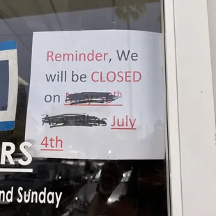 Will be closed on 7/4/2022