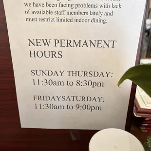 2/15/2022 new hours posted