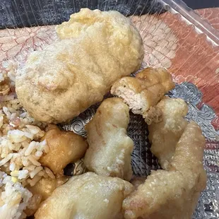 This is their sesame chicken lunch meal.  I can't taste the sesame flavor at all