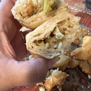 Spring roll that been battered and deep fried. That doesn't taste good! No please... just no!