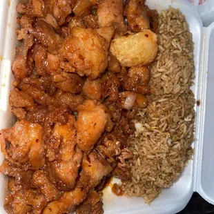 Orange chicken was huge and delicious!
