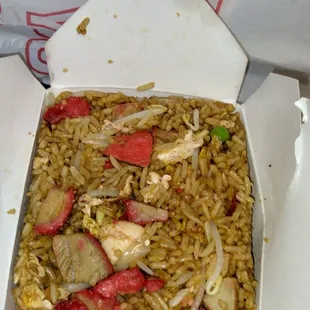 1QT- Pork Fried Rice (I REQ, Light on white onions) It&apos;s Tasty, not too salty, it has that WOK flavor; heavy on bean Sprouts and Pork meat.