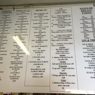 Menu--- I know it&apos;s hard to see.... That&apos;s a lot of stuff on the menu..