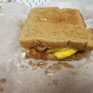 Bacon egg and cheese on wheat