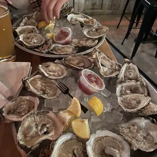 a platter of oysters
