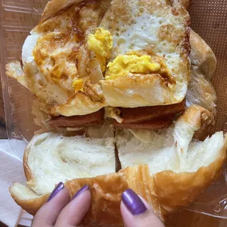 85. Fried Spam, Egg & Cheese Sandwich
