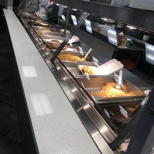 Hot food line. I love the way they have it locked off so no one can get close to the glass yet you can still see them fixing your food.