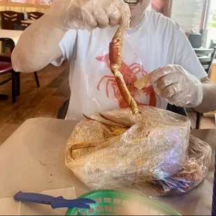 Crab boil comes with crabs shrimp potato corn egg. So yummy.