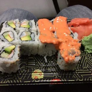 Shrimp roll and spicy tuna roll