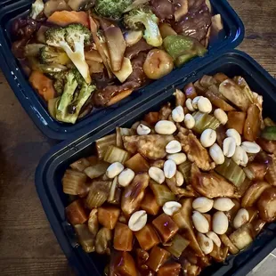 Curry beef, kung pao chicken