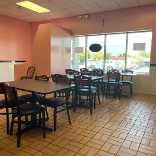 a restaurant with tables and chairs