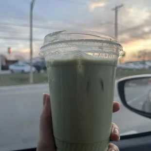 Strawberry shortcake matcha latte