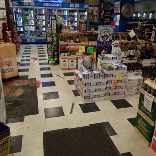 the store's checkered floor