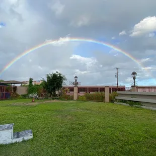 Slipper Camp at the Y under a beautiful rainbow