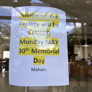 Closed on the holiday