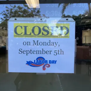 Closed on Monday for the holiday