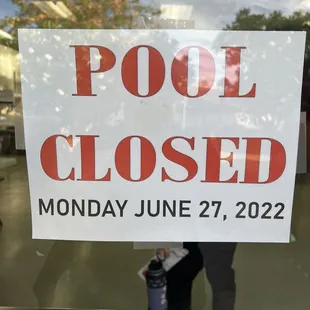 Pool closed today