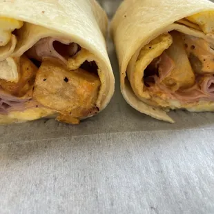 Breakfast wrap with the ham option