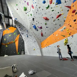 Main lead climbing wall with a couple top rope routes