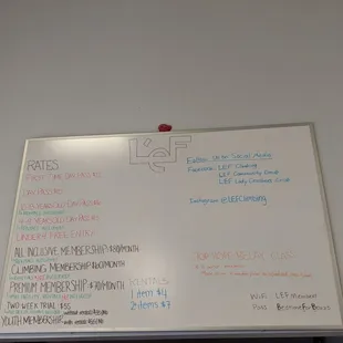 Pricing board