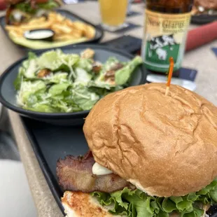 Chicken sandwich was great. Extensive menu. Burgers, sandwiches and the cheese curds were excellent. Great service too.