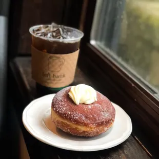 Deeper Roots iced coffee &amp; a donut from the bakery a block away (Rose &amp; Mary)