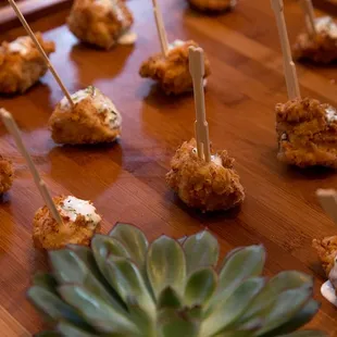 Fried chicken bites with ranch dressing