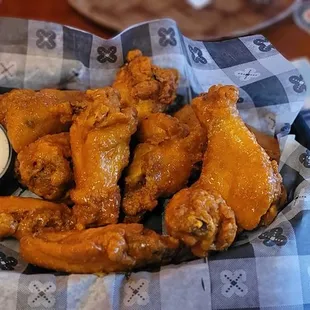 Buffalo Hot, breaded bone-in wings