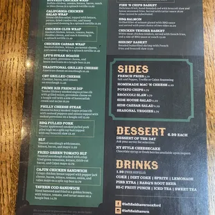 The menu