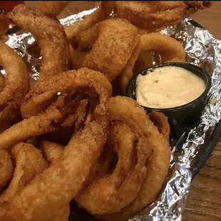 Beer Battered onion rings with Cajun mayo