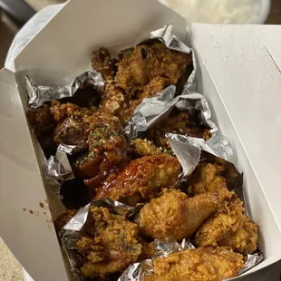 Large Fried Chicken with Original,  Sweet and Spicy, and Honey Garlic