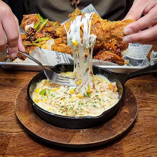 Korean Fried Chicken wrapped in Cheesy Corn