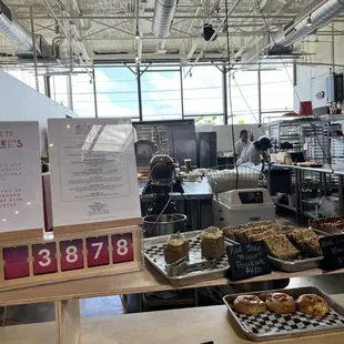 a display of pastries and desserts