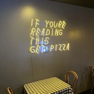 Neon signage inside Lefty&apos;s!