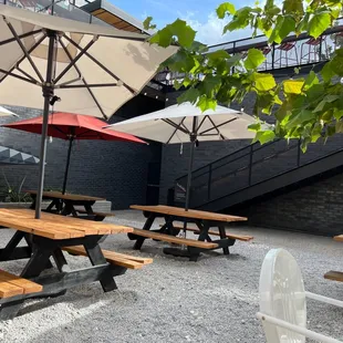tables and umbrellas